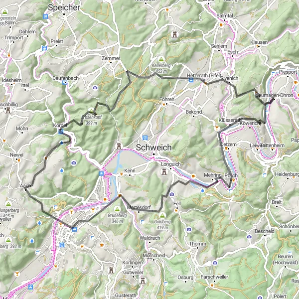 Map miniature of "Moselle - Trier Classics" cycling inspiration in Trier, Germany. Generated by Tarmacs.app cycling route planner