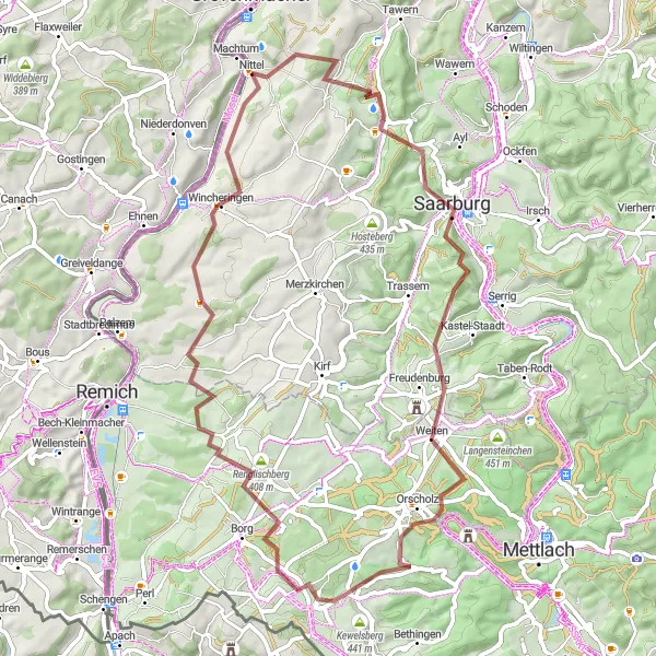 Karten-Miniaturansicht der Radinspiration "Gravel-Abenteuer im Saarland" in Trier, Germany. Erstellt vom Tarmacs.app-Routenplaner für Radtouren