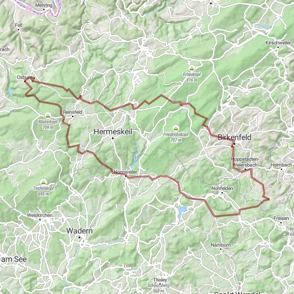 Karten-Miniaturansicht der Radinspiration "Farschweiler und zurück" in Trier, Germany. Erstellt vom Tarmacs.app-Routenplaner für Radtouren