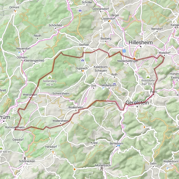 Karten-Miniaturansicht der Radinspiration "Gravel-Tour von Prüm nach Gerolstein" in Trier, Germany. Erstellt vom Tarmacs.app-Routenplaner für Radtouren