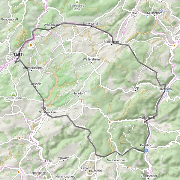 Map miniature of "The Road Uncovered" cycling inspiration in Trier, Germany. Generated by Tarmacs.app cycling route planner
