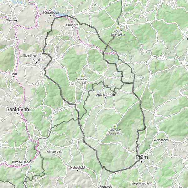 Map miniature of "The Road Challenge" cycling inspiration in Trier, Germany. Generated by Tarmacs.app cycling route planner