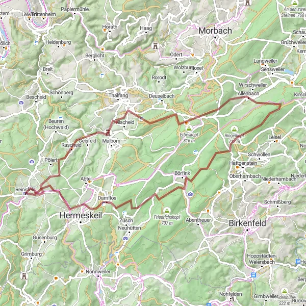 Map miniature of "Rascheid Ring" cycling inspiration in Trier, Germany. Generated by Tarmacs.app cycling route planner