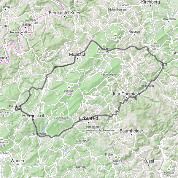 Map miniature of "Morbach Adventure" cycling inspiration in Trier, Germany. Generated by Tarmacs.app cycling route planner