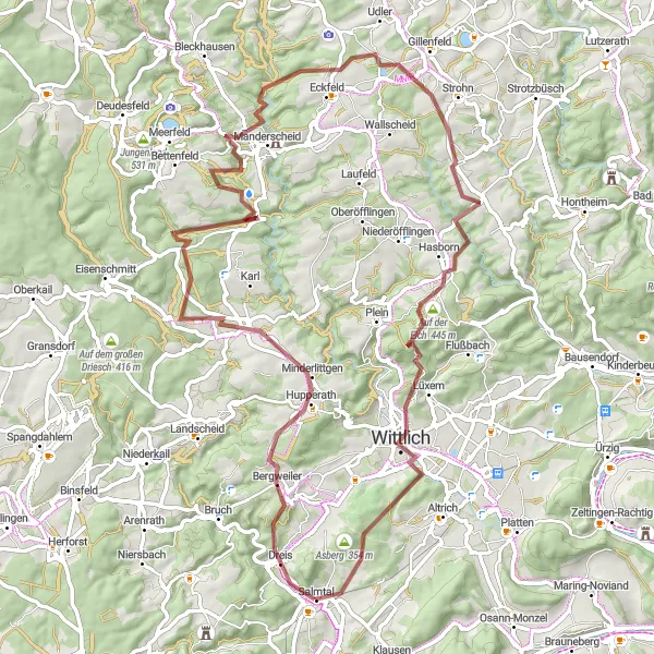 Karten-Miniaturansicht der Radinspiration "Abenteuer in der Eifel" in Trier, Germany. Erstellt vom Tarmacs.app-Routenplaner für Radtouren