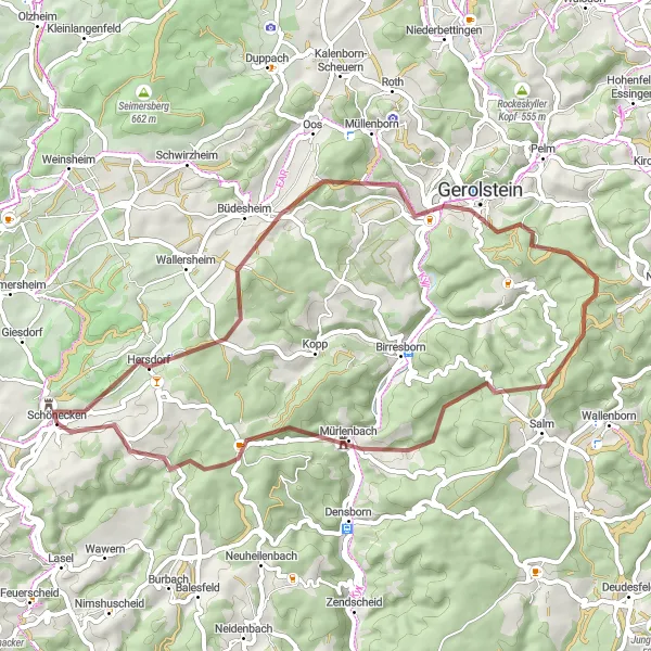 Map miniature of "Eifel Gravel Adventure" cycling inspiration in Trier, Germany. Generated by Tarmacs.app cycling route planner