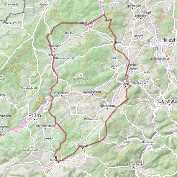 Map miniature of "The Scenic Gravel Escape" cycling inspiration in Trier, Germany. Generated by Tarmacs.app cycling route planner