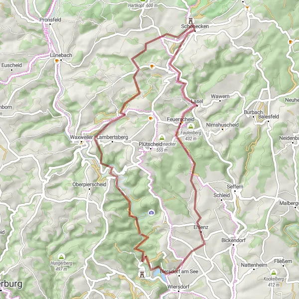 Map miniature of "The Gravel Adventure" cycling inspiration in Trier, Germany. Generated by Tarmacs.app cycling route planner