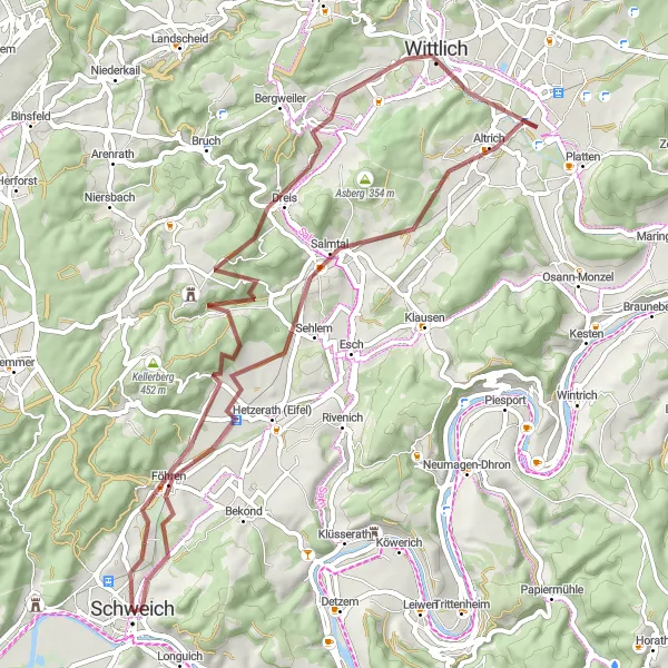 Karten-Miniaturansicht der Radinspiration "Entdecke das Salmtal" in Trier, Germany. Erstellt vom Tarmacs.app-Routenplaner für Radtouren