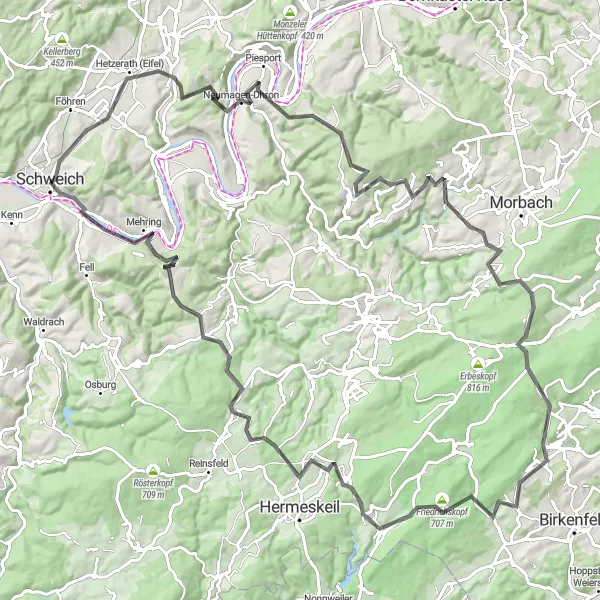 Karten-Miniaturansicht der Radinspiration "Trierer Weinberge Tour" in Trier, Germany. Erstellt vom Tarmacs.app-Routenplaner für Radtouren