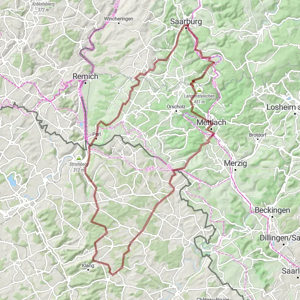 Karten-Miniaturansicht der Radinspiration "Maunert und Sierck-les-Bains Tour" in Trier, Germany. Erstellt vom Tarmacs.app-Routenplaner für Radtouren