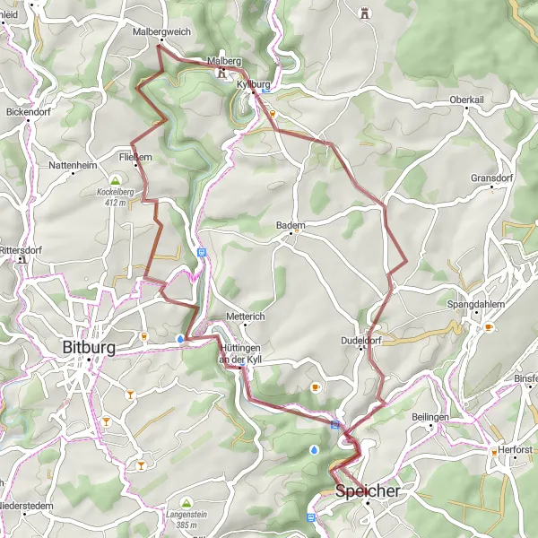 Map miniature of "The Kyll Adventure" cycling inspiration in Trier, Germany. Generated by Tarmacs.app cycling route planner