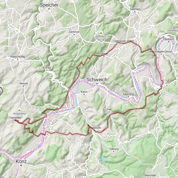 Karten-Miniaturansicht der Radinspiration "Bike-Abenteuer entlang der vielseitigen Landschaft um Trierweiler" in Trier, Germany. Erstellt vom Tarmacs.app-Routenplaner für Radtouren