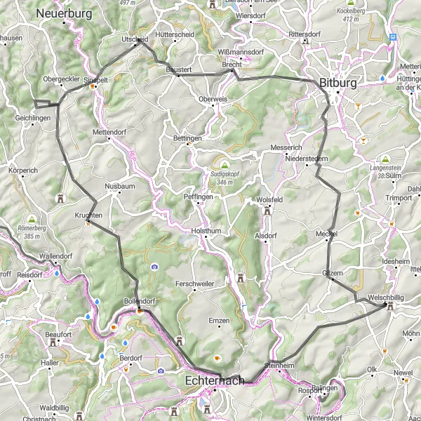 Map miniature of "The Luxembourg Border Tour" cycling inspiration in Trier, Germany. Generated by Tarmacs.app cycling route planner