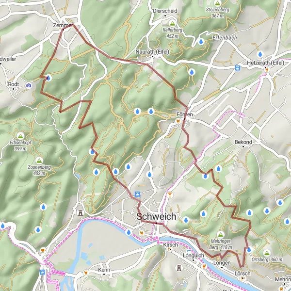 Karten-Miniaturansicht der Radinspiration "Abenteuerliche Gravel-Rundtour durch die Eifel" in Trier, Germany. Erstellt vom Tarmacs.app-Routenplaner für Radtouren