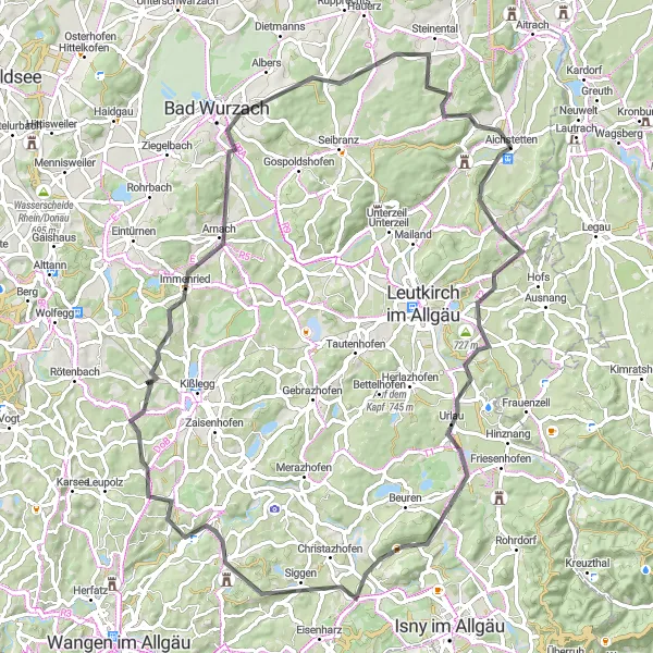 Map miniature of "Ultimate Road Cycling Adventure through Siggener Höhe" cycling inspiration in Tübingen, Germany. Generated by Tarmacs.app cycling route planner