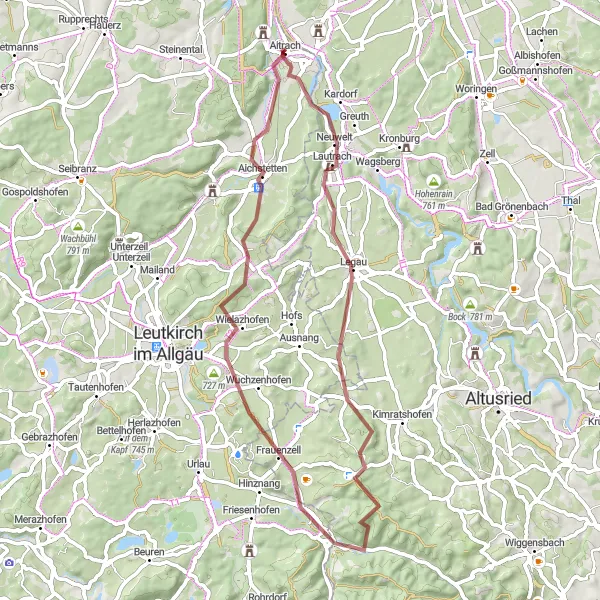 Map miniature of "Aichstetten and Beyond" cycling inspiration in Tübingen, Germany. Generated by Tarmacs.app cycling route planner