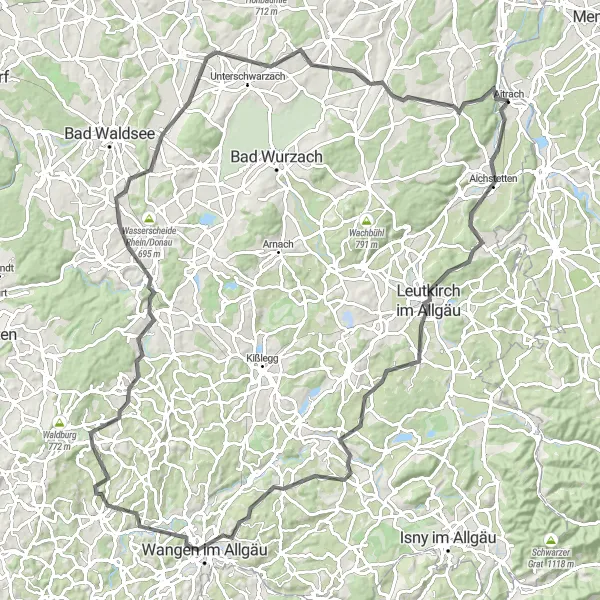 Map miniature of "Höhberg Loop" cycling inspiration in Tübingen, Germany. Generated by Tarmacs.app cycling route planner