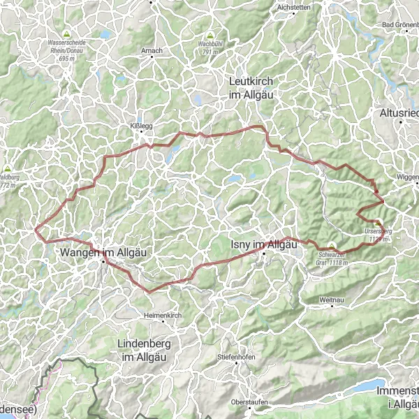 Map miniature of "Scenic Gravel Adventure" cycling inspiration in Tübingen, Germany. Generated by Tarmacs.app cycling route planner