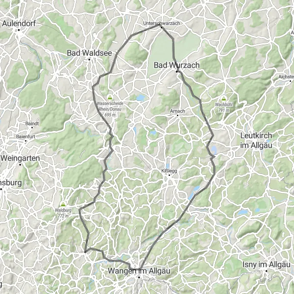 Map miniature of "Charming Road Escape" cycling inspiration in Tübingen, Germany. Generated by Tarmacs.app cycling route planner