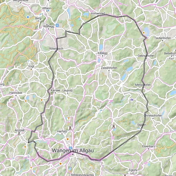 Map miniature of "Charming Road Loop" cycling inspiration in Tübingen, Germany. Generated by Tarmacs.app cycling route planner