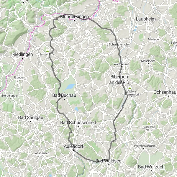 Karten-Miniaturansicht der Radinspiration "Landschaftliche Höhepunkte entlang der Donau" in Tübingen, Germany. Erstellt vom Tarmacs.app-Routenplaner für Radtouren