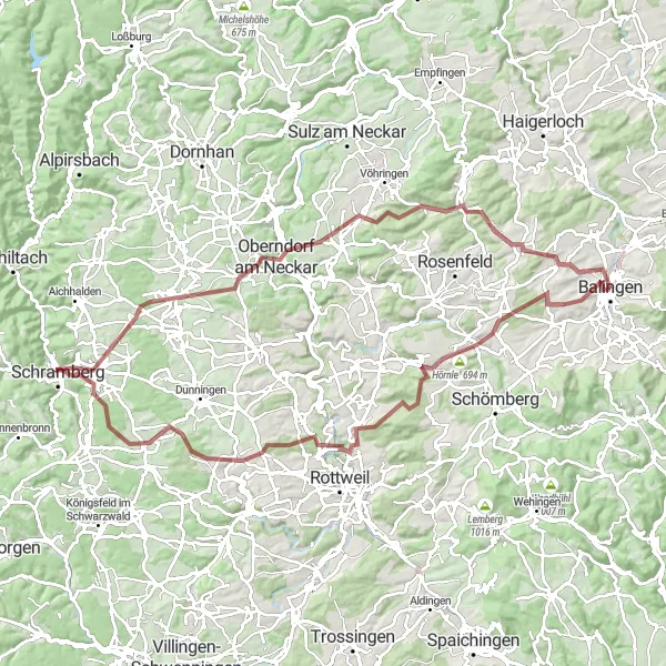 Karten-Miniaturansicht der Radinspiration "Balingen - Naturerlebnis Gravelroute" in Tübingen, Germany. Erstellt vom Tarmacs.app-Routenplaner für Radtouren