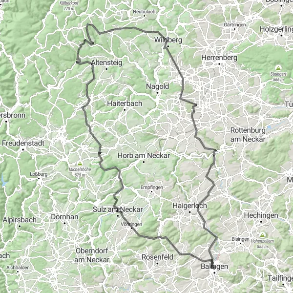 Karten-Miniaturansicht der Radinspiration "Balingen - Historische Rundtour" in Tübingen, Germany. Erstellt vom Tarmacs.app-Routenplaner für Radtouren