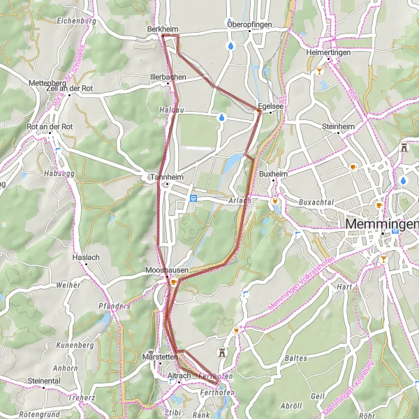 Map miniature of "Nature Escape Gravel Ride" cycling inspiration in Tübingen, Germany. Generated by Tarmacs.app cycling route planner