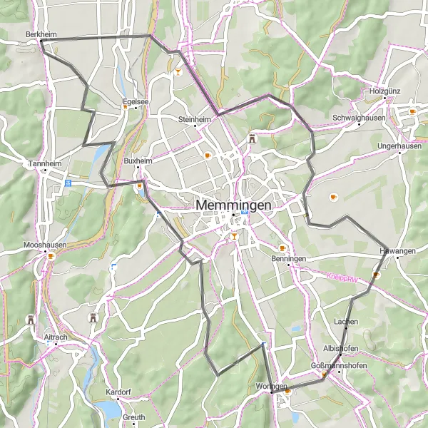 Map miniature of "Heimertingen Circuit" cycling inspiration in Tübingen, Germany. Generated by Tarmacs.app cycling route planner