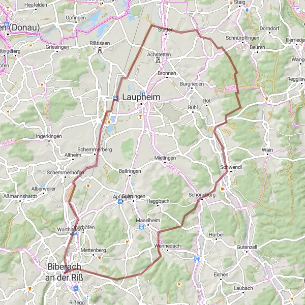 Map miniature of "Schemmerhofen Adventure" cycling inspiration in Tübingen, Germany. Generated by Tarmacs.app cycling route planner