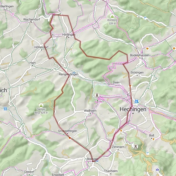 Map miniature of "The Gravel Escapade" cycling inspiration in Tübingen, Germany. Generated by Tarmacs.app cycling route planner