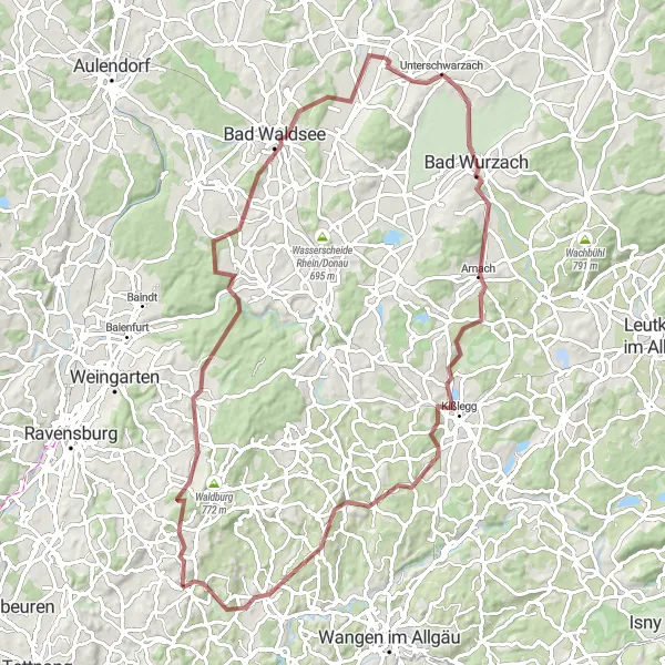 Map miniature of "Off the Beaten Path: Gravel Adventure" cycling inspiration in Tübingen, Germany. Generated by Tarmacs.app cycling route planner