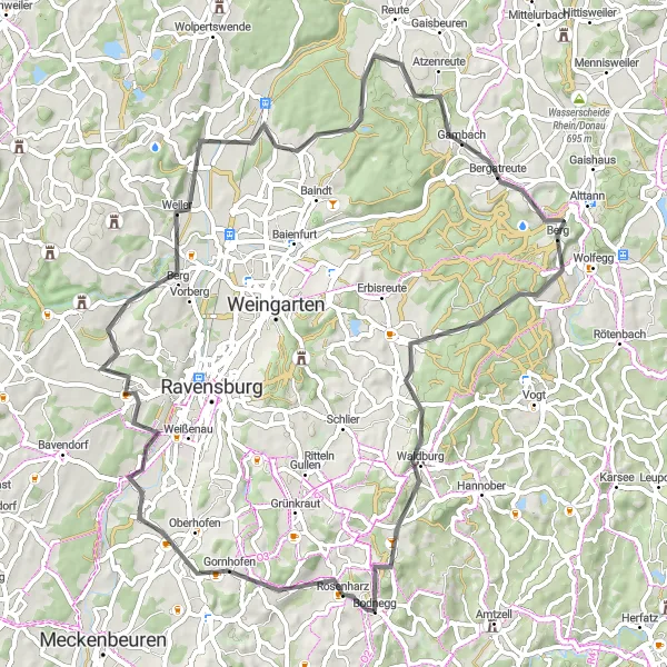Map miniature of "The Cultural Journey" cycling inspiration in Tübingen, Germany. Generated by Tarmacs.app cycling route planner