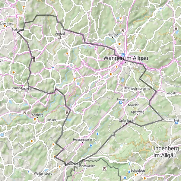 Map miniature of "Panoramic Views and Historic Sites" cycling inspiration in Tübingen, Germany. Generated by Tarmacs.app cycling route planner