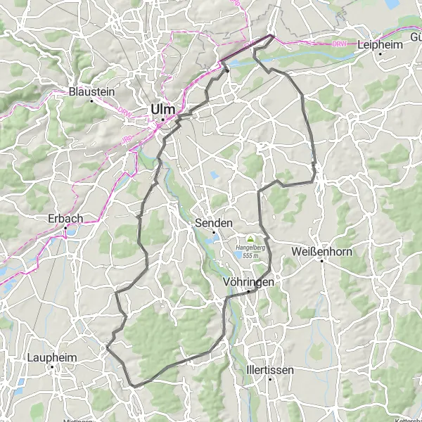 Map miniature of "Cycling Tour around Burgrieden" cycling inspiration in Tübingen, Germany. Generated by Tarmacs.app cycling route planner