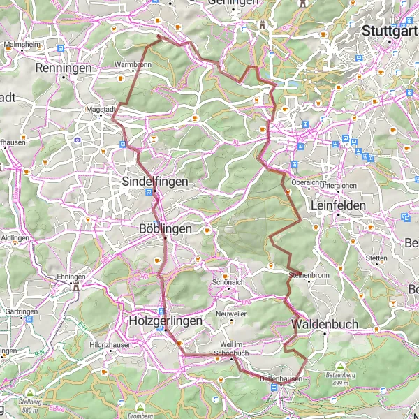 Karten-Miniaturansicht der Radinspiration "Durch die Natur rund um Dettenhausen" in Tübingen, Germany. Erstellt vom Tarmacs.app-Routenplaner für Radtouren