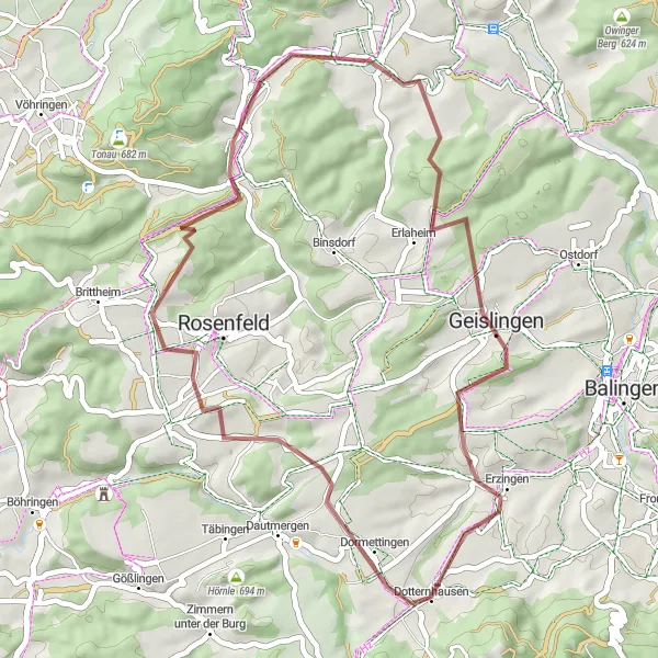 Karten-Miniaturansicht der Radinspiration "Gravel-Abenteuer in Heiligenzimmern" in Tübingen, Germany. Erstellt vom Tarmacs.app-Routenplaner für Radtouren