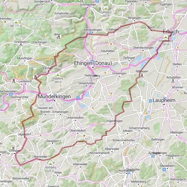 Karten-Miniaturansicht der Radinspiration "Gravel-Abenteuer durch die Natur der schwäbischen Alb" in Tübingen, Germany. Erstellt vom Tarmacs.app-Routenplaner für Radtouren