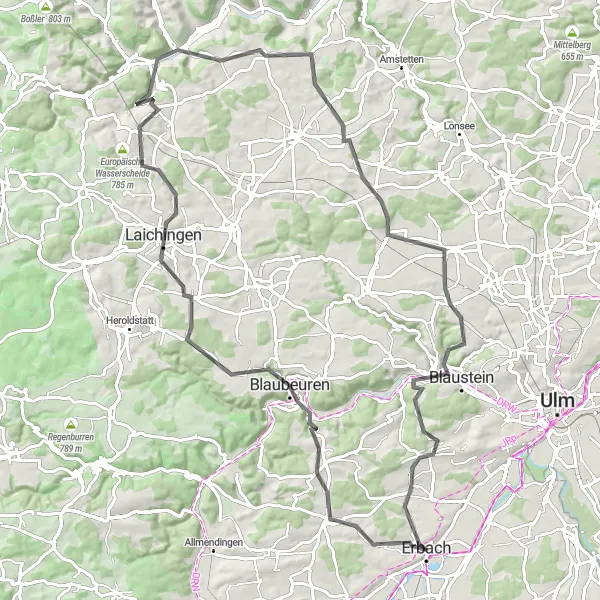 Karten-Miniaturansicht der Radinspiration "Rund um Tübingen durch die schwäbische Alb" in Tübingen, Germany. Erstellt vom Tarmacs.app-Routenplaner für Radtouren