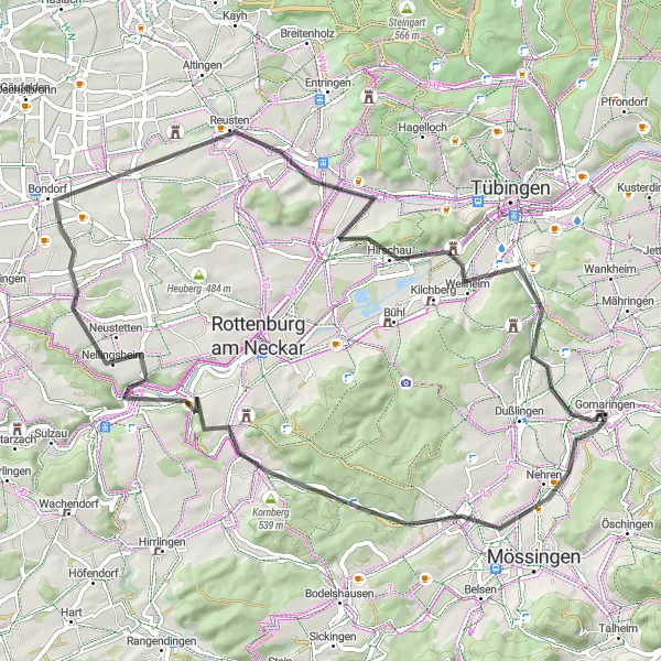 Karten-Miniaturansicht der Radinspiration "Road-Tour nach Neustetten" in Tübingen, Germany. Erstellt vom Tarmacs.app-Routenplaner für Radtouren