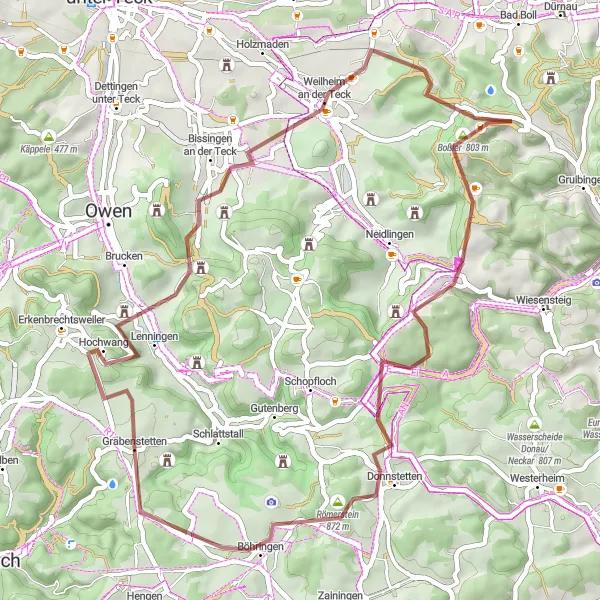 Karten-Miniaturansicht der Radinspiration "Abenteuerliche Gravel-Tour durch die schwäbische Alb" in Tübingen, Germany. Erstellt vom Tarmacs.app-Routenplaner für Radtouren