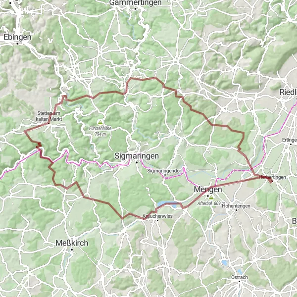 Karten-Miniaturansicht der Radinspiration "Missionsberg und Mittelberg Rundfahrt" in Tübingen, Germany. Erstellt vom Tarmacs.app-Routenplaner für Radtouren