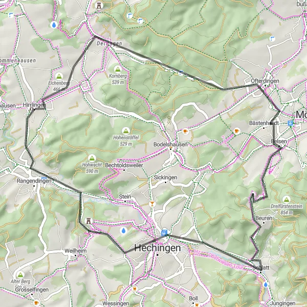 Map miniature of "The Kornberg Challenge" cycling inspiration in Tübingen, Germany. Generated by Tarmacs.app cycling route planner