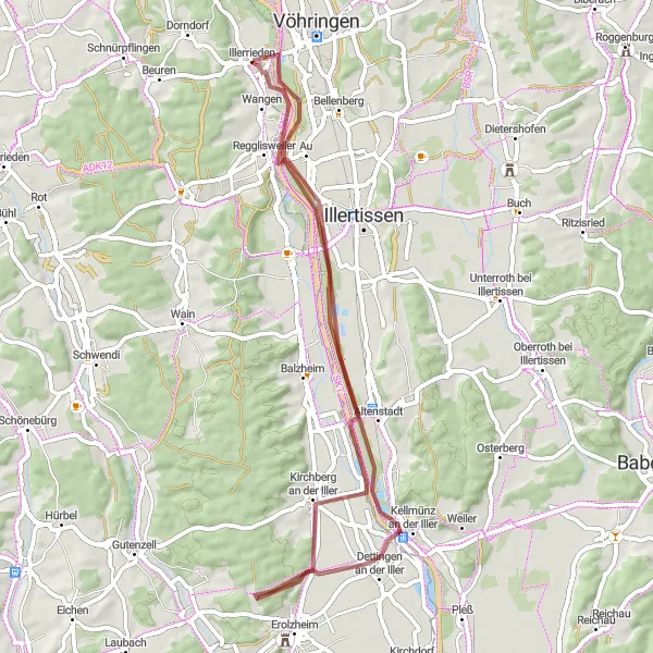 Karten-Miniaturansicht der Radinspiration "Entdeckungsreise entlang der Iller" in Tübingen, Germany. Erstellt vom Tarmacs.app-Routenplaner für Radtouren