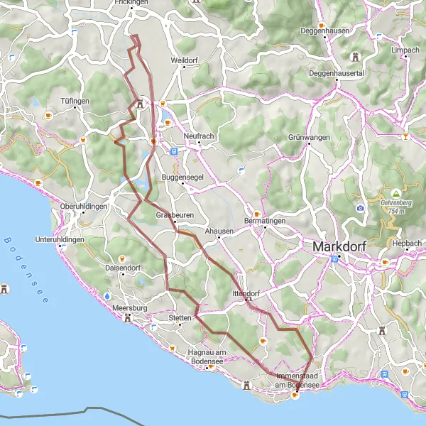 Map miniature of "Grasbeuren Castle Loop" cycling inspiration in Tübingen, Germany. Generated by Tarmacs.app cycling route planner