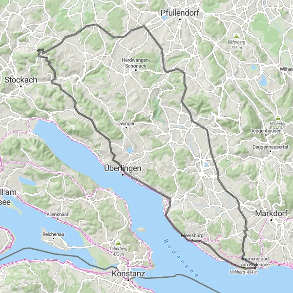 Map miniature of "From Perched Views to Historical Landmarks" cycling inspiration in Tübingen, Germany. Generated by Tarmacs.app cycling route planner