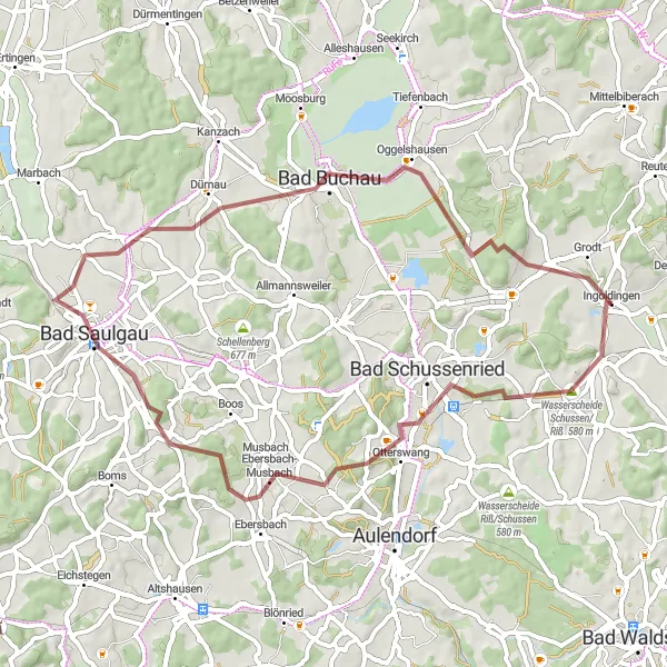 Karten-Miniaturansicht der Radinspiration "Natur pur in Oberschwaben" in Tübingen, Germany. Erstellt vom Tarmacs.app-Routenplaner für Radtouren