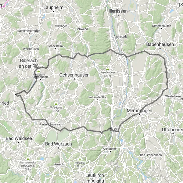 Karten-Miniaturansicht der Radinspiration "Hügelige Landschaften und historische Orte" in Tübingen, Germany. Erstellt vom Tarmacs.app-Routenplaner für Radtouren