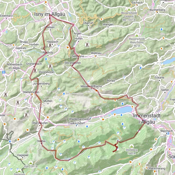 Karten-Miniaturansicht der Radinspiration "Allgäuer Seenrunde" in Tübingen, Germany. Erstellt vom Tarmacs.app-Routenplaner für Radtouren